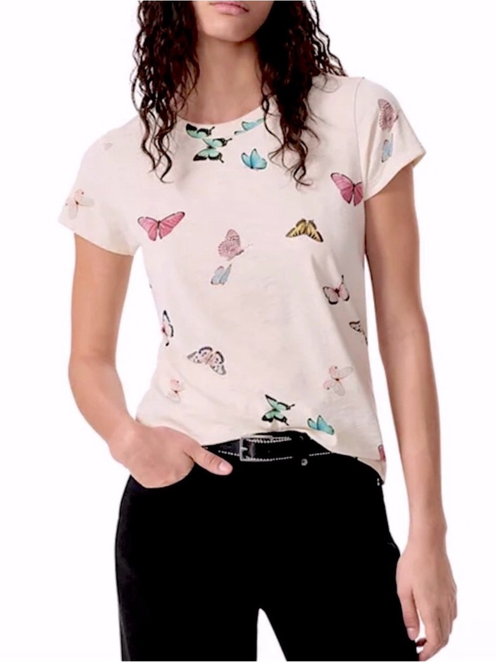 rag & bone All Over Ozzy Butterfly Cotton Tee Shirt Small NWT